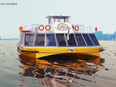  River Sightseeing Cruise Boat Mockup 