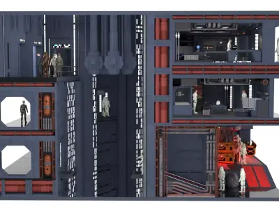 Set 2 - Death Star Shaft 1-18 Scale 3D Model Pack