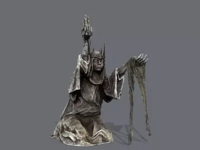 Dark Woman Statue Low-poly 3D model