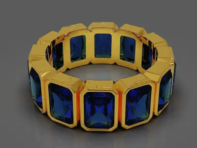 Bezel set radiant cut diamond eternity ring band 3D print model