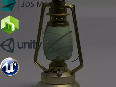 Antique Oil Lamp  3D model