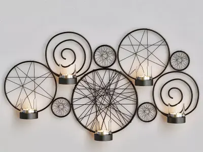 Pleasture metal wall sconce with candles 3D model