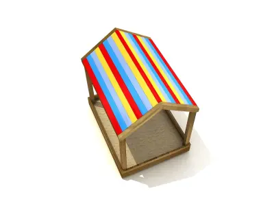 Kids Game Play Equipment 009 Wood Sand Pool with Roof 3D model