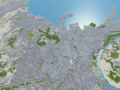 Bukavu Democratic Congo 15km Low-poly 3D model