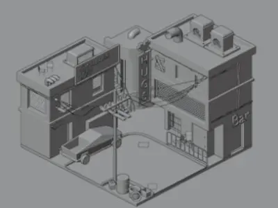 Cyber Punk low poly model Low-poly 3D model