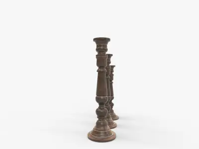 Traditional Style Pillar Candlestick Set 3D model
