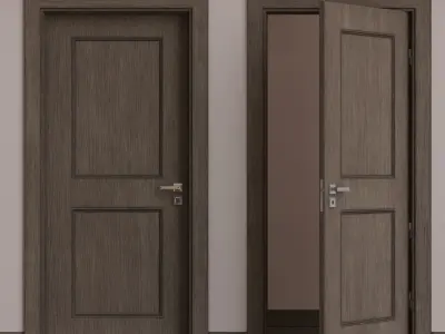02 01 Wooden Door Low-poly 3D model