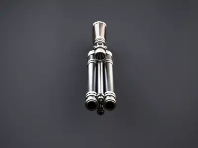 Steampunk Shotgun 3D Model with PBR Textures Low-poly 3D model