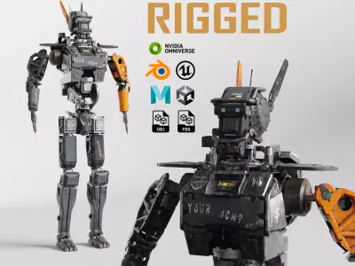 Chappie Robot Fully IK-Rigged 3D Model  3D model