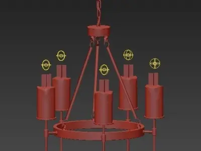 Conne 5 wrought iron candle chandelier 3D model