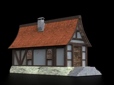 3 Fantasy houses Low-poly 3D model