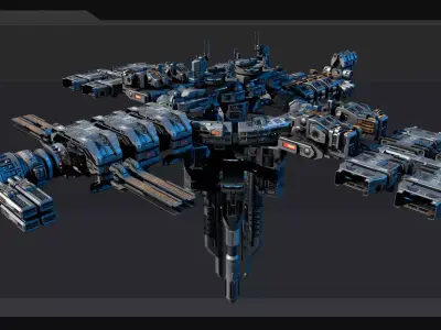 MODULAR Space Station - MS2  Low-poly 3D model