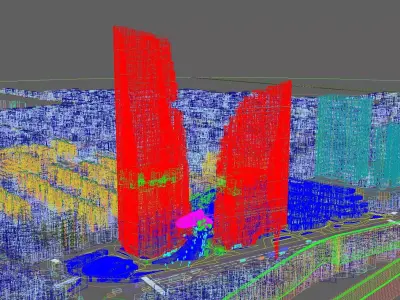 Iconic Glass Skyscraper with Floating Cloud Plaza 3D model