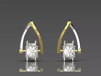 Two-tone Diamond Drop stl Earrings Model je0001 3D print model