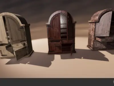 Old Wardrobe Modular Set Low-poly 3D model