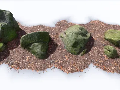 Rock Stone Moss Scans - 3D PBR Low Poly Models Pack Low-poly 3D model