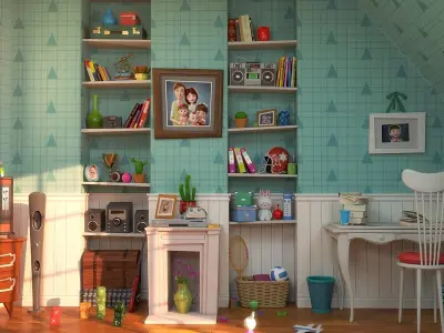 Cartoon Corridor Bedroom V2 3D model