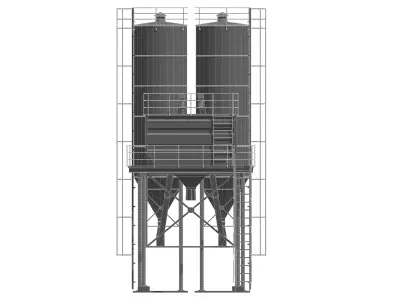 Cement silo hopper Low-poly 3D model