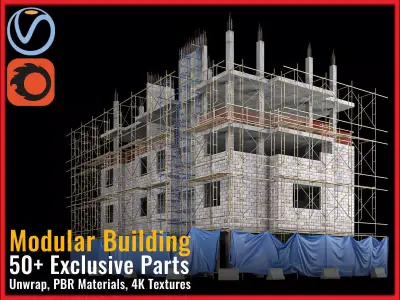 Modular Building  Vol 05 Low-poly 3D model