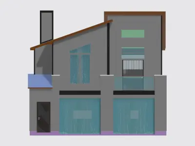 Tiny House Mini Modern Villa Low-poly 3D model