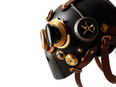 Steampunk Helmet Model Pack with Detailed Interiors Low-poly 3D model