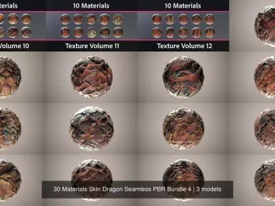 30 Materials Skin Dragon Seamless PBR Bundle 4 Texture