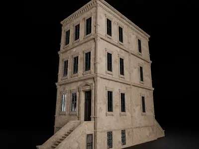 BROOKLYN BROWNSTONE REGULAR OLD BUILDING 002 Low-poly 3D model