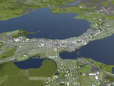 Madison 50x50km City Map Model 3D model