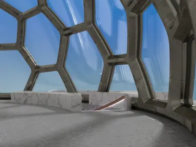 medium hexagon dome with an underground entrance 3D model