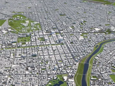 Sapporo Japan 50x50km 3D City Map 3D model
