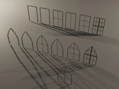 Low Poly Untextured Window Pack Low-poly 3D model