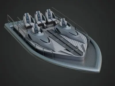 Silver Metallic Pedal Boat Multi Person 3D model
