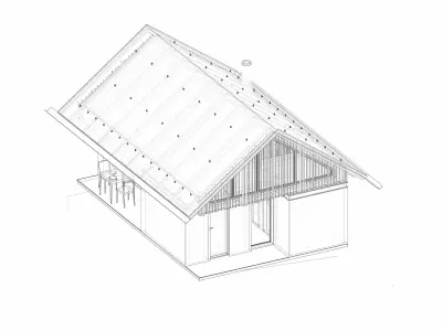 Collection of three Wooden Vacation Cabins 3D model
