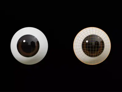 Dark Brown Cartoon Eyes Low-poly 3D model