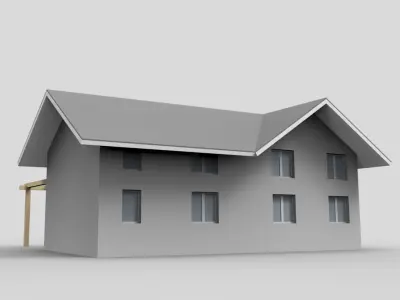 House with wooden structure 3D model