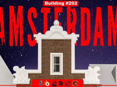 Amsterdam Street Building No202 Low-poly 3D model