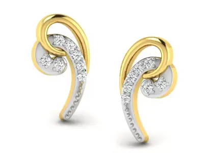 Gold Diamond Women Earring 3D print Model 3D print model 130