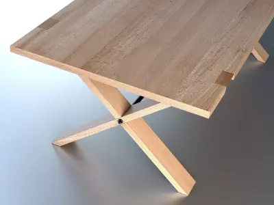 Oxymore wooden dining table with cross legs 3D model