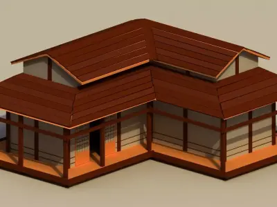 Low Poly Traditional Japanese House 2 Low-poly 3D model