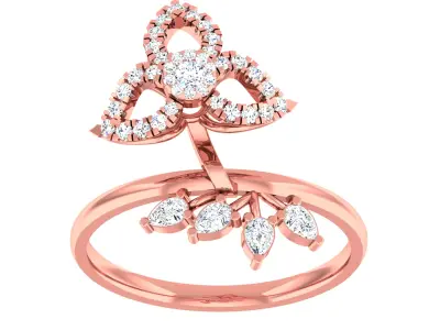 Diamond light gold ring 3D print model 5