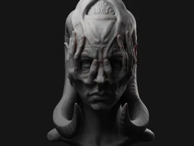 creature head sculpture 3D print model