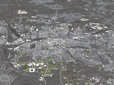 Dortmund Germany 50x50km 3D City Map 3D model