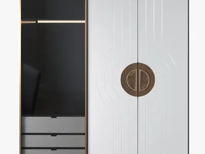 Sideboards 2 wardrobe with gold door 3D model