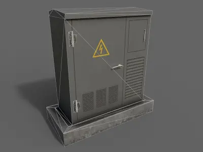 PBR Electric Box Grey Low-poly 3D model