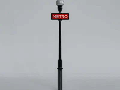 Metro Signal - Street Signal PBR Low Poly 3D Model Low-poly 3D model