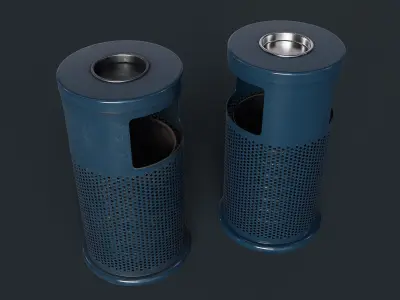 Street Trash Can 2 PBR Game Ready Low-poly 3D model
