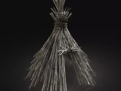 Next Gen AAA Forest Shelter Hut made of sticks Low-poly 3D model