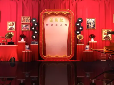 Vintage Scene Setting in Shanghai at Night 3D model