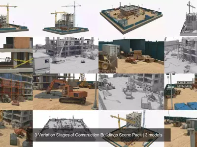 3 Variation Stages of Construction Buildings Scene Pack