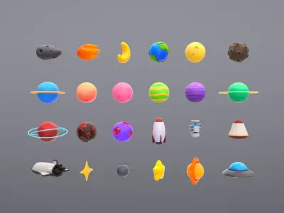 Cartoon Space Pack 3D model